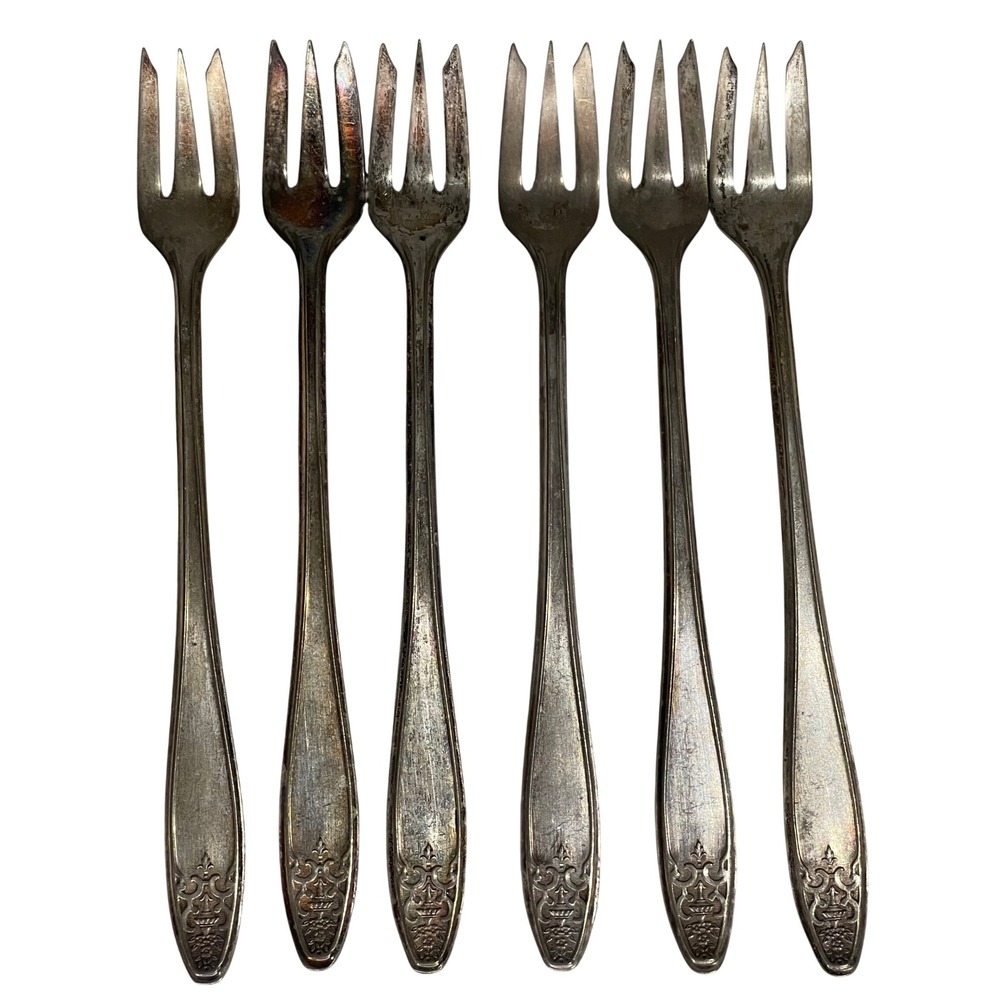 Vintage Lady Doris Silver Plate Cocktail Forks Set of 6 Seafood Appetizer 5.5"